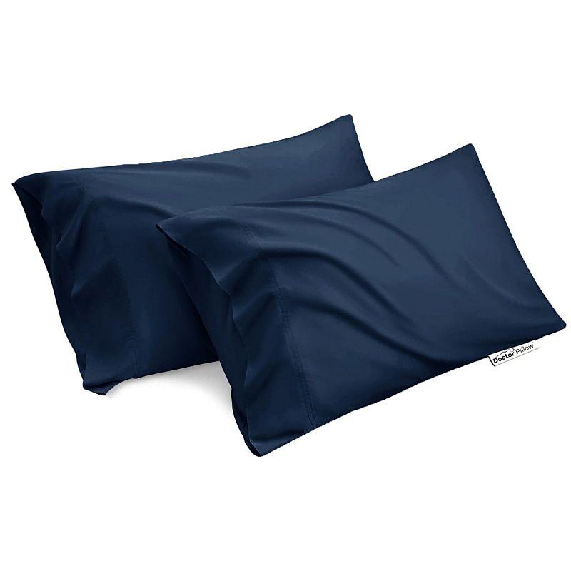 Navy Blue Bamboo Rayon Cooling Standard Pillowcases with Zipper Closure