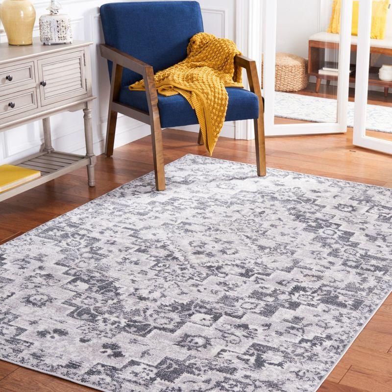 Gray Abstract 8' x 10' Synthetic Easy Care Rug