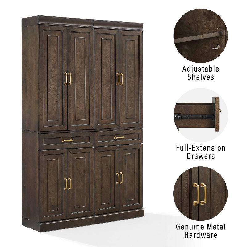 Crosley 78" Stanton 2pc Kitchen Storage Pantry Cabinet Set Coffee: Traditional Style, Wood Veneer, MDF