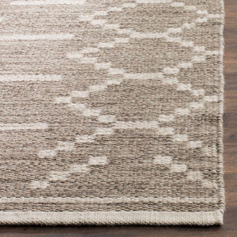 Grey and Ivory Handmade Wool Flat Weave Area Rug