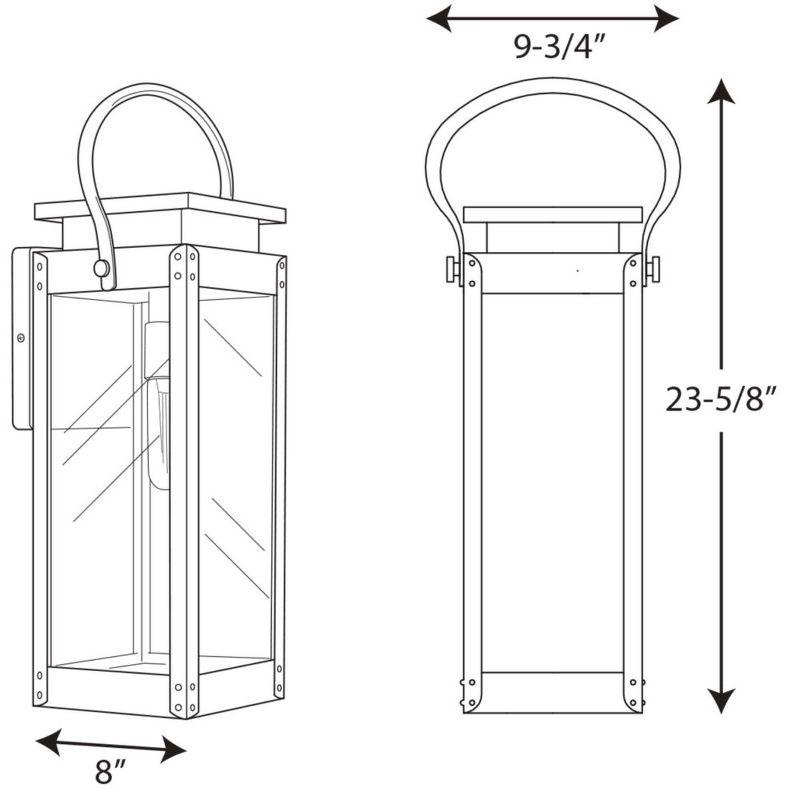 Progress Lighting Union Square 1-Light Outdoor Wall Lantern, Stainless Steel, Clear Glass Panels