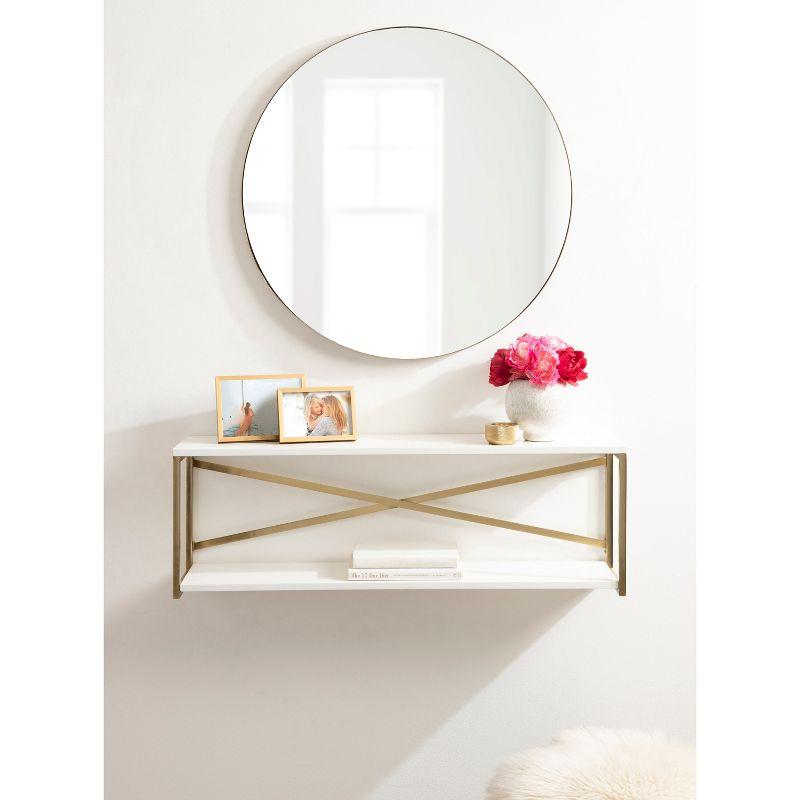 Kate & Laurel All Things Decor 36"x12"x8" Ascott 2-Tier Wall Shelf White - Modern Glam Decor, Keyhole Hangers