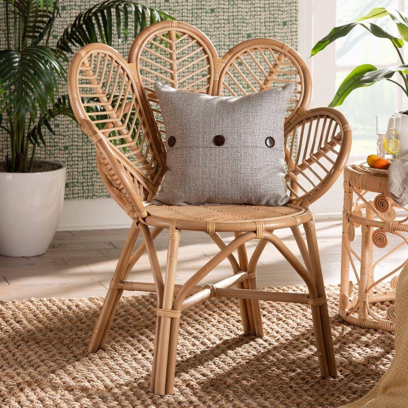 Eliava Natural Brown Handcrafted Rattan Geometric Accent Chair