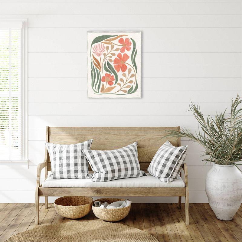 23"x28" Floral Abstract I by Veronique Charron: Modern Botanical Lithograph, Framed Canvas - Amanti Art