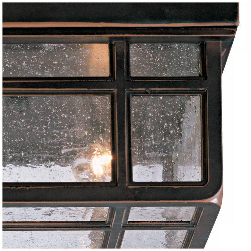 Kathy Ireland Sierra Craftsman Rustic Flush Mount Outdoor Ceiling Light Rubbed Bronze 5 1/2" Frosted Seeded Glass for Post Exterior Barn Deck House