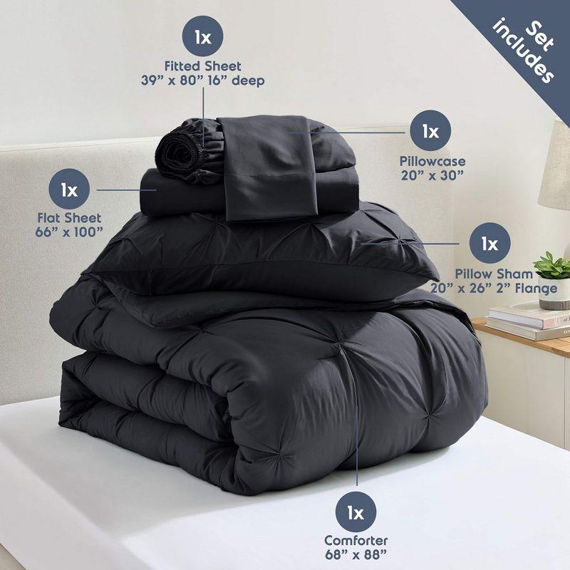 Bed-in-A-Bag Pleated Comforter Set with Bed Sheets