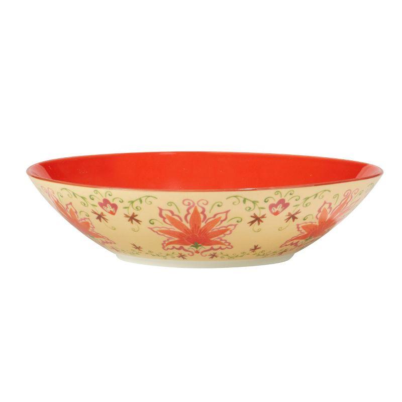 Francesca Multicolor Ceramic Floral Soup and Cereal Bowls, Set of 4