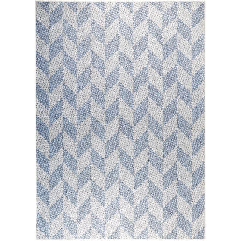 Nicole Miller New York Patio Country Calla Herringbone Indoor/Outdoor Area Rug, Blue/Grey