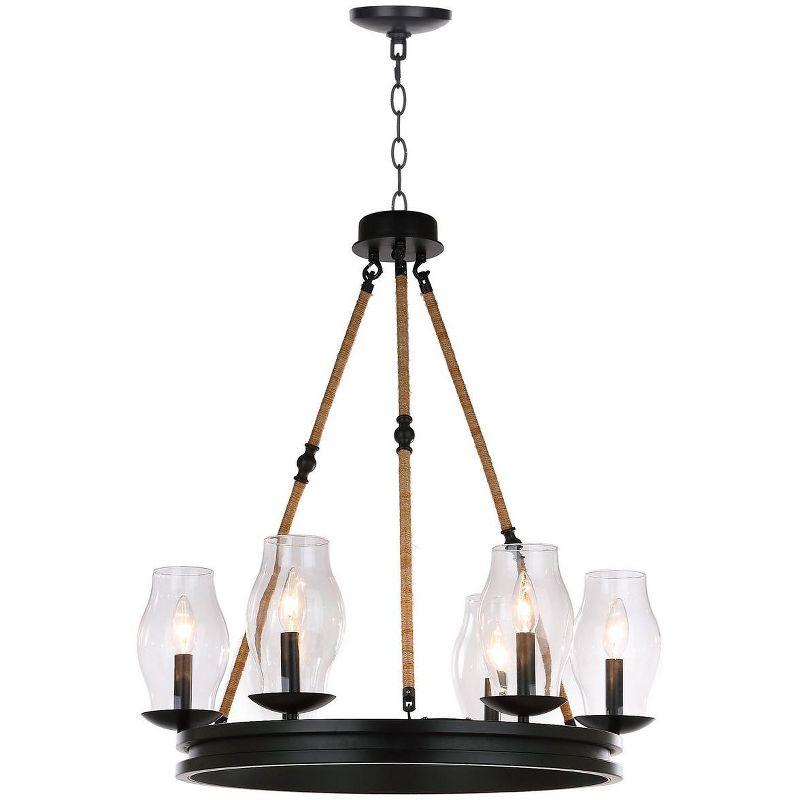 Luxurious 25" Dia. Black/Brown Metal & Glass Adjustable Chandelier