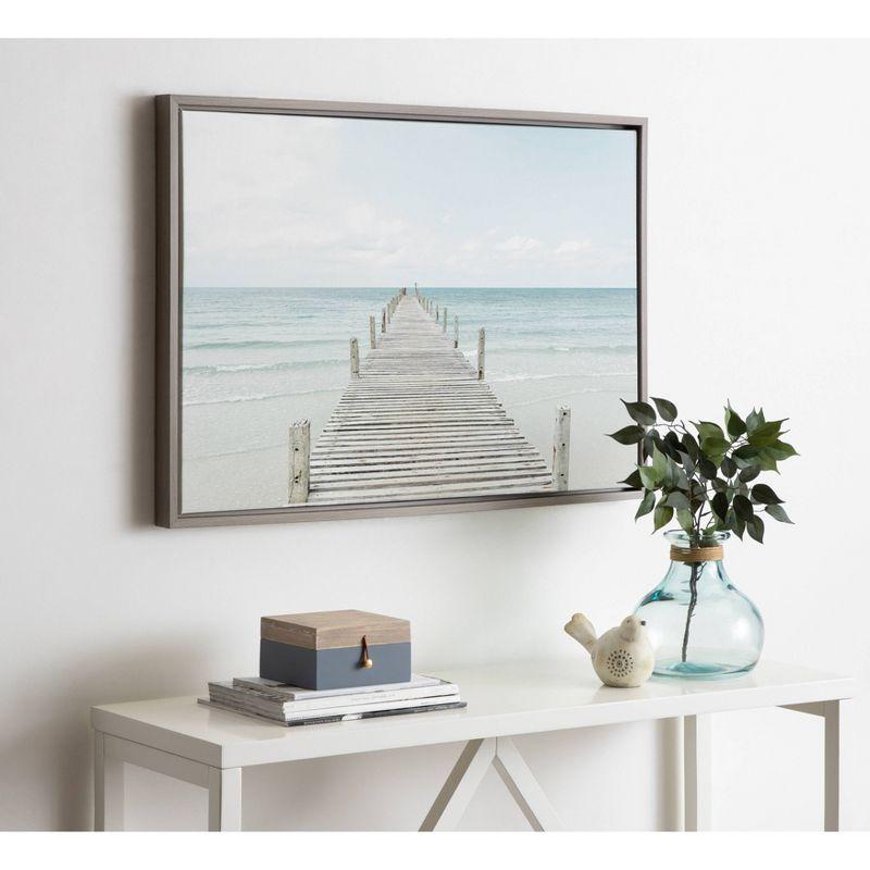 23" x 33" Sylvie Wooden Pier Framed Canvas by Amy Peterson Gray - Kate and Laurel: Coastal Serenity Wall Decor