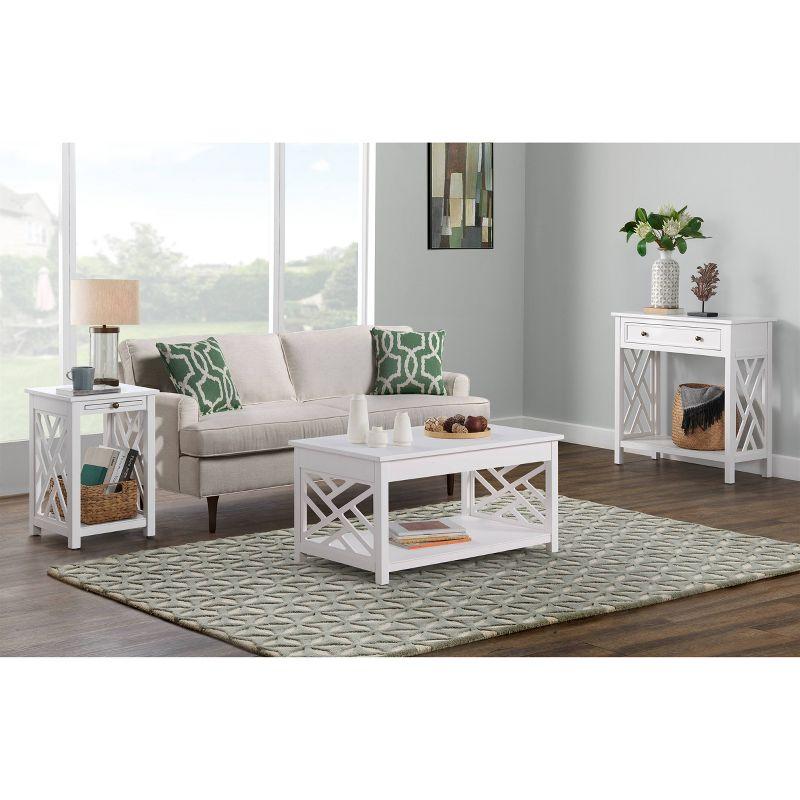 36" Middlebury Coffee Table, End Table with Tray and Console Table White - Alaterre Furniture: Living Room 3-Piece Set