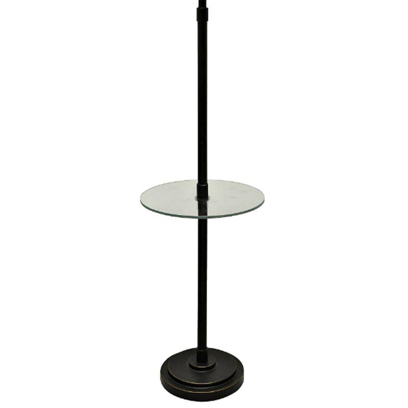 61" 3-way Madison Floor Lamp Glass Table Bronze - StyleCraft: Integrated Tabletop, Linen Shade, UL Listed, No Assembly Required