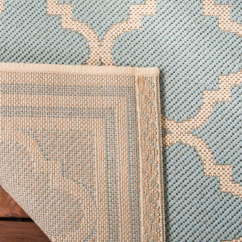 Beach House BHS121 Power Loomed Indoor/Outdoor Area Rug - Aqua/Cream - 6'7"x9'2" - Safavieh