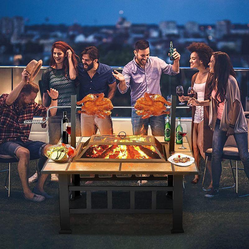 SINGLYFIRE 37 Inch Large Fire Pit with Ceramic Table & BBQ Grill for Backyard Garden