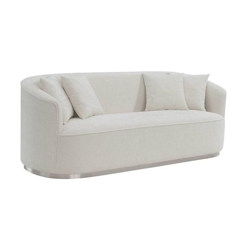 83" Odette Sofa Beige Chenille - Acme Furniture: Luxurious Upholstered, Wood Frame, Includes 4 Accent Pillows