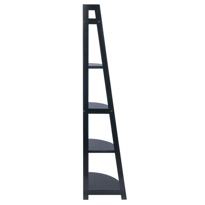 Winsome 58" Adam A Frame Corner Shelf Black: Mid-Century Modern Design, 5-Tier Storage, Lacquered Finish