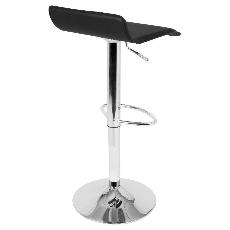 HomeRoots Set of Two Black and Silver Faux Leather and Metal Low Back Adjustable Height Swivel Bar Chairs | Wayfair