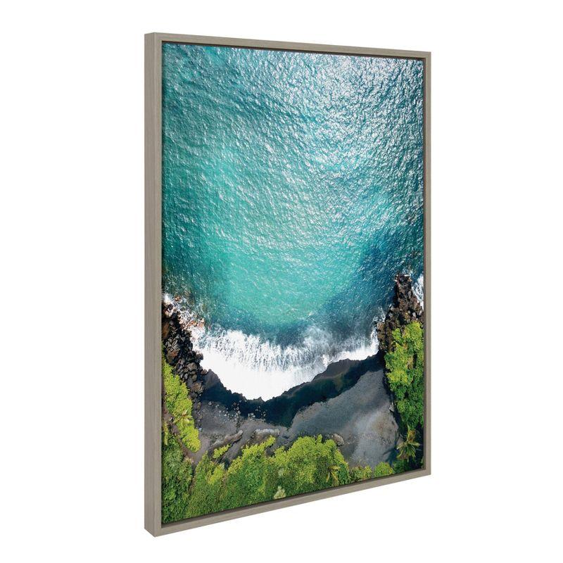 Sylvie Maui Black Sand Beach 1 by Rachel Dowd Framed Wall Canvas Gray - Kate & Laurel All Things Decor