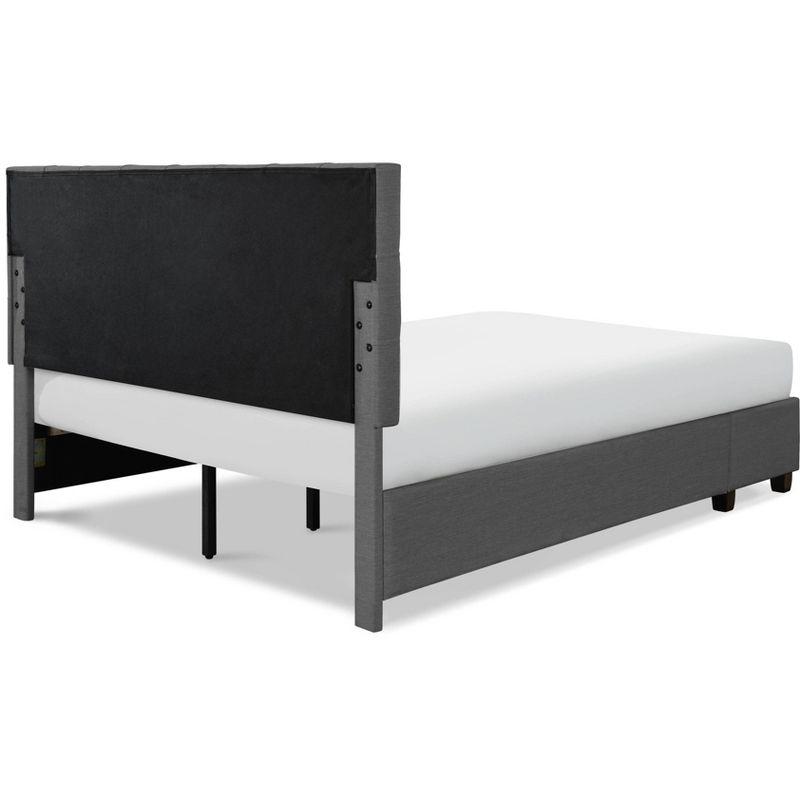 Plush Dark Gray Queen Upholstered Bed with Tufted Headboard and Storage Drawers