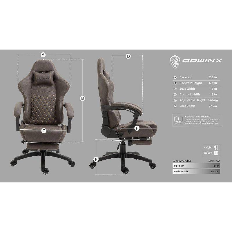 Dowinx Adjustable Ergonomic Swiveling PC & Racing Game Chair with Footrest