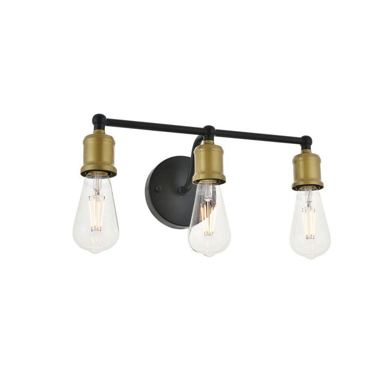 Elegant Lighting Serif 3 light brass and black Wall Sconce