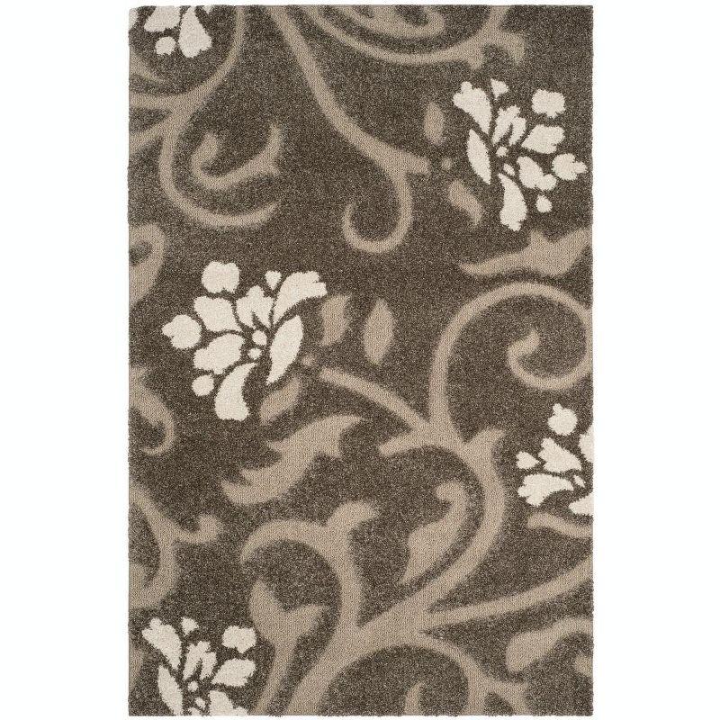Florida Shag SG464 Power Loomed Indoor Area Rug - Smoke/Beige - 6'x9' - Safavieh