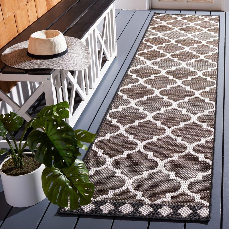 Havana Light Brown and Ivory Geometric Runner Rug