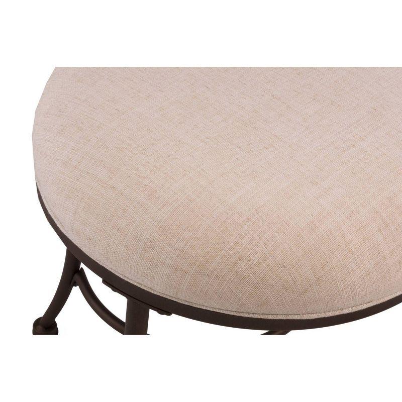 Elegant Christina Bronze Metal Vanity Stool with Cream Linen Seat