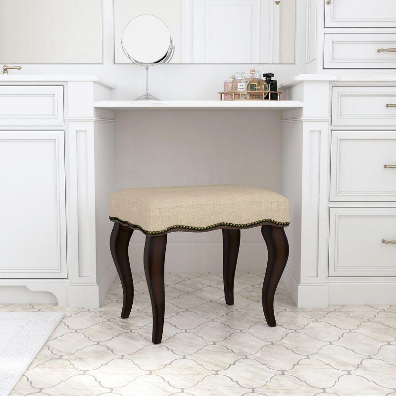 19" Hamilton Backless Upholstered Wood Vanity Stool Burnished Oak/Cream - Hillsdale Furniture