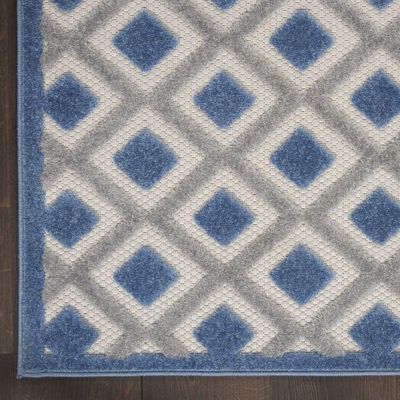 Modern Diamonds 6' x 9' Blue/Grey Synthetic Outdoor Rug