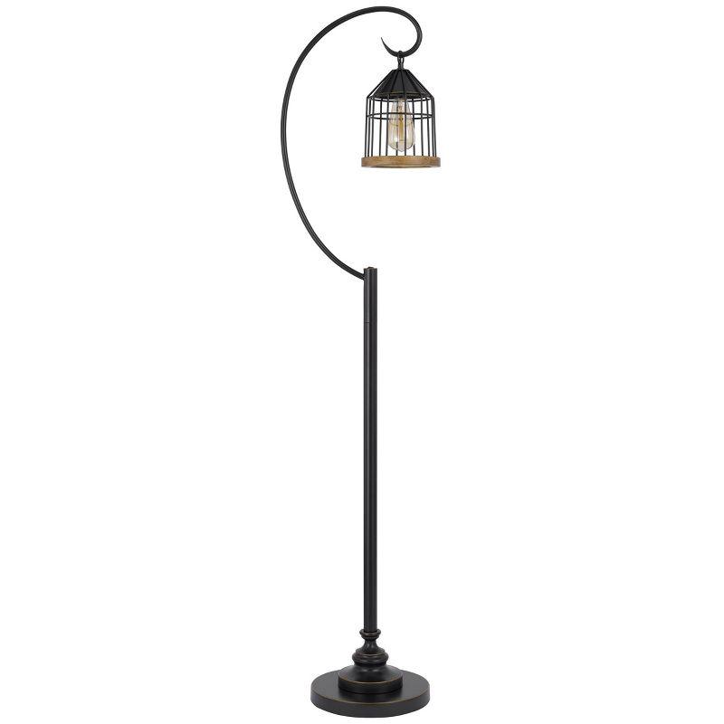 Valparaiso Slim Bronze Floor Lamp with Wooden Lantern Shade