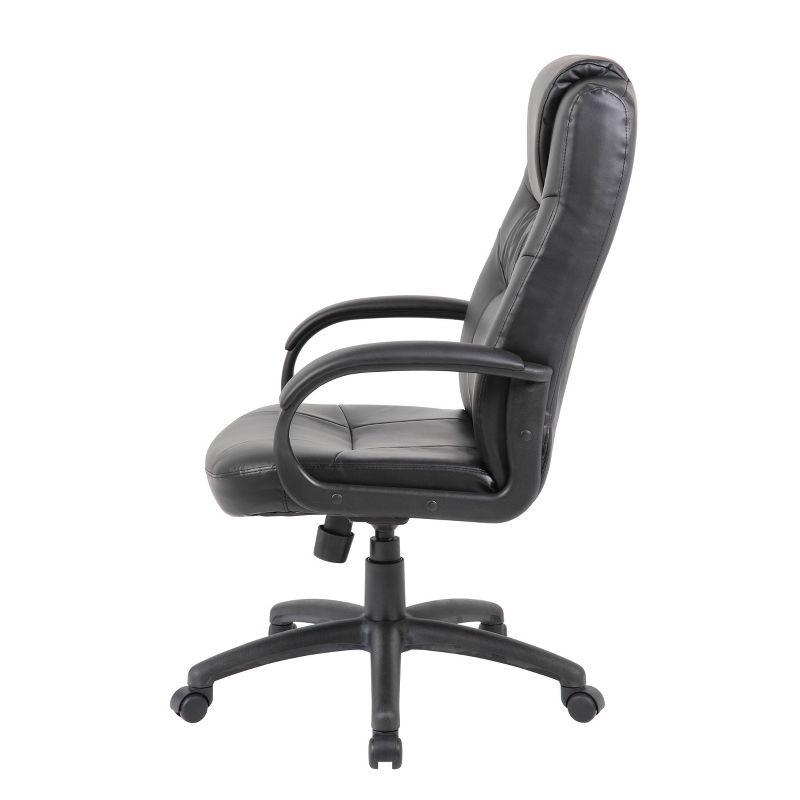 Executive High Back Leatherplus Chair Black - Boss Office Products: Ergonomic, Swivel, Adjustable Height, Metal Frame