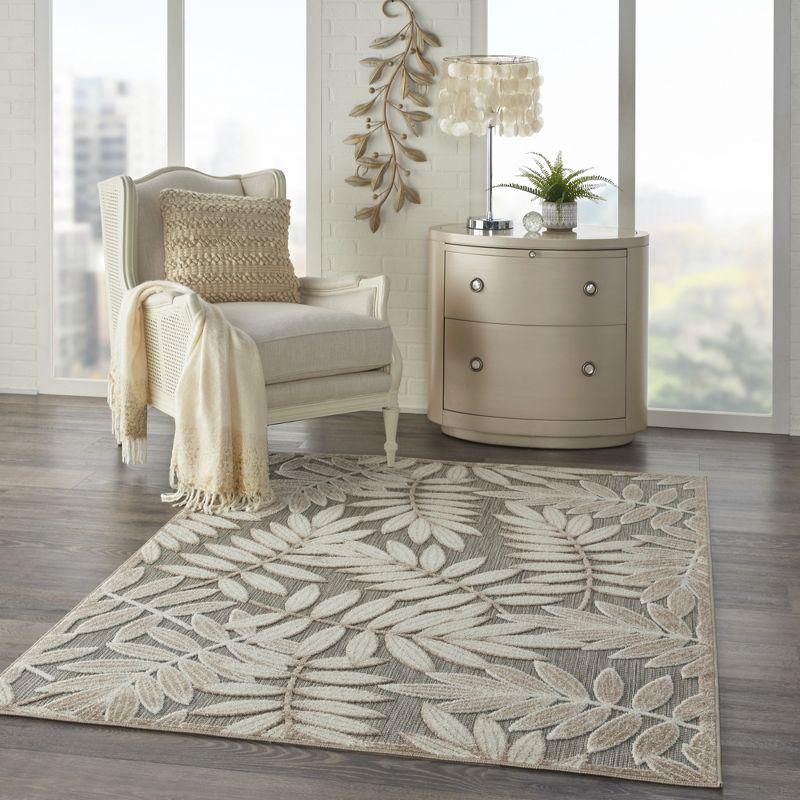 Nourison Aloha Floral Leaf Flatweave High-Low Indoor Outdoor Area Rug Natural 3'6" x 5'6"