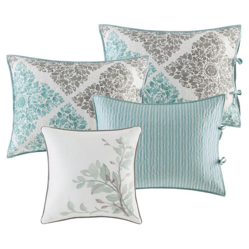 Aqua and Gray Floral Reversible Microfiber Daybed Set