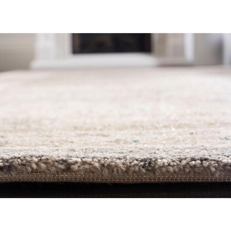 Gray Rectangular Hand-knotted Stain-resistant Synthetic Rug