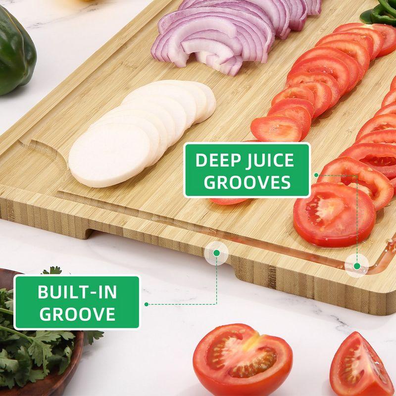 20" Large Cutting Board, Bamboo Wood Cutting Board for Kitchen with Handles and Juice Groove