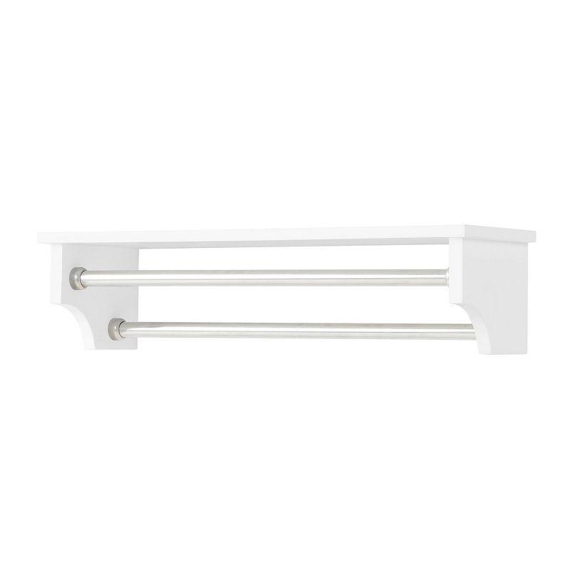 Dover Bathroom Shelf with Two Towel Rods White - Alaterre Furniture