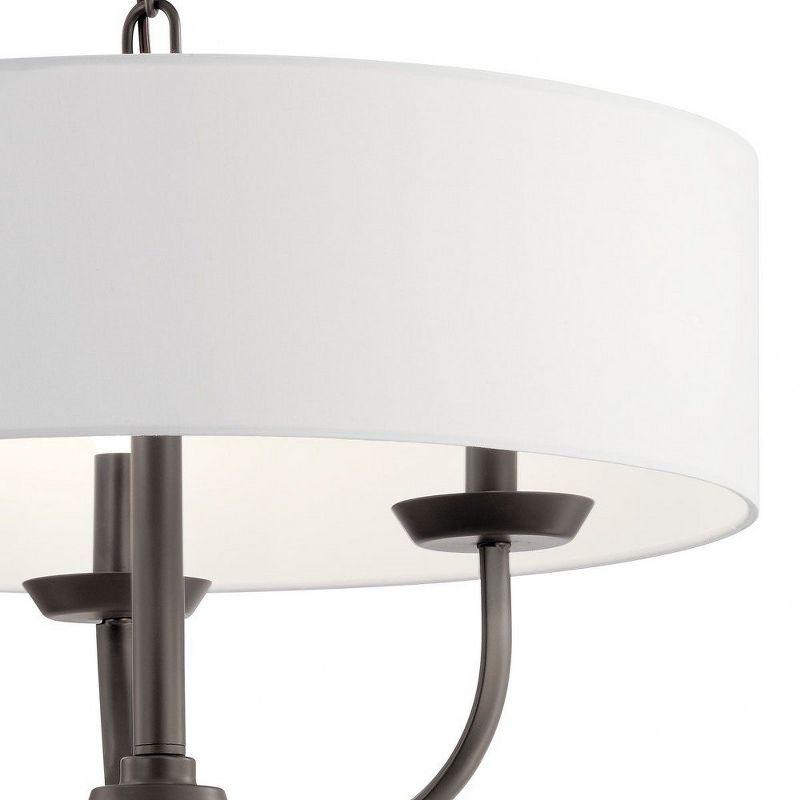 Kennewick™ 3 Light Chandelier with White fabric Brushed Nickel