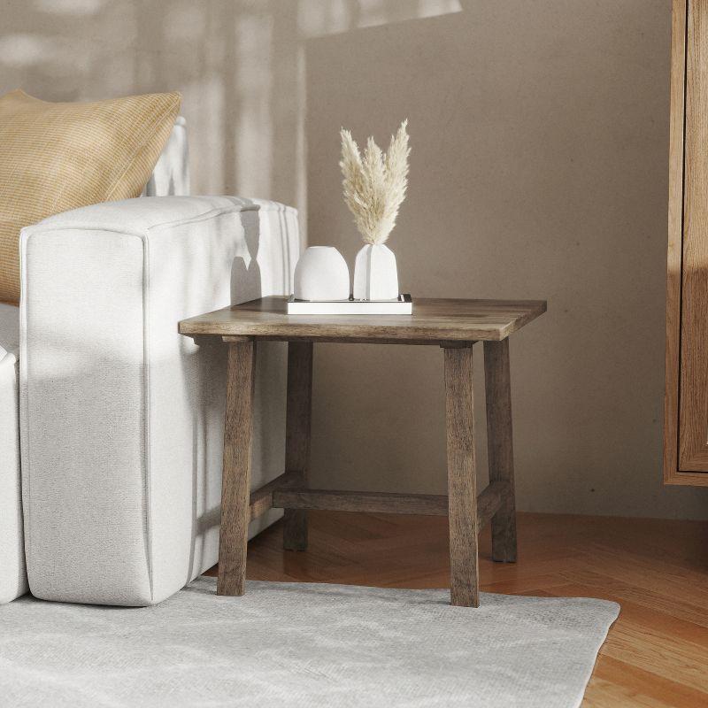 Rustic Brown Solid Wood Farmhouse End Table