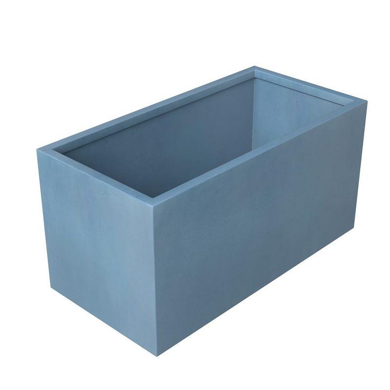 LeisureMod Rectangular Planter in Fiberstone with Drainage Holes for Indoor and Outdoor Home Bloom Collection