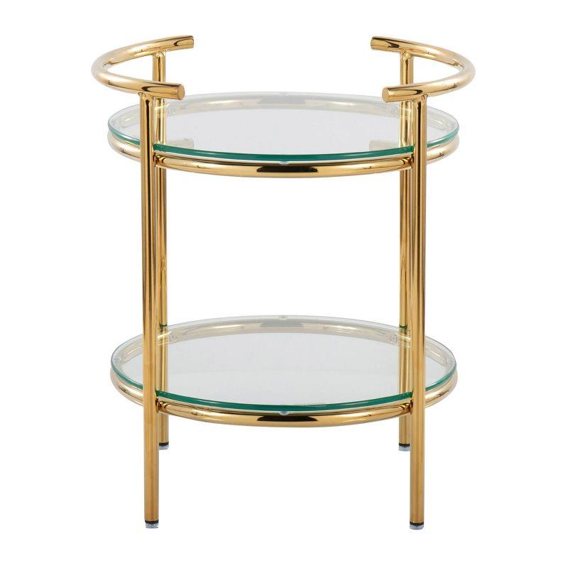 Rhonda Side Table Gold/Clear Glass - LumiSource: Art Deco, Tiered Design, Oval Shape, 22" Height