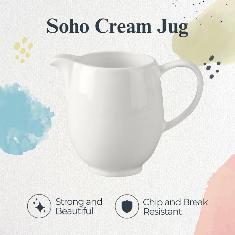 Portmeirion Soho Cream Jug - 6 oz Contemporary White Earthenware Creamer with Handle, Made in the UK, Microwave & Dishwasher Safe