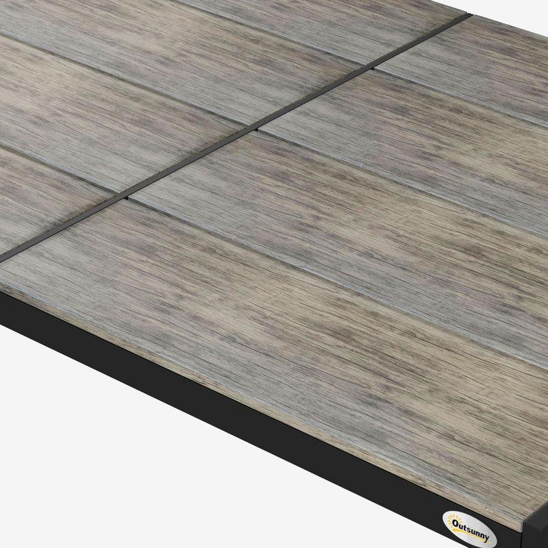 Outsunny Outdoor Dining Table for 6 People, Aluminum Rectangular Patio Table with Faux Wood Tabletop for Backyard, Lawn, 55" x 35.5", Gray