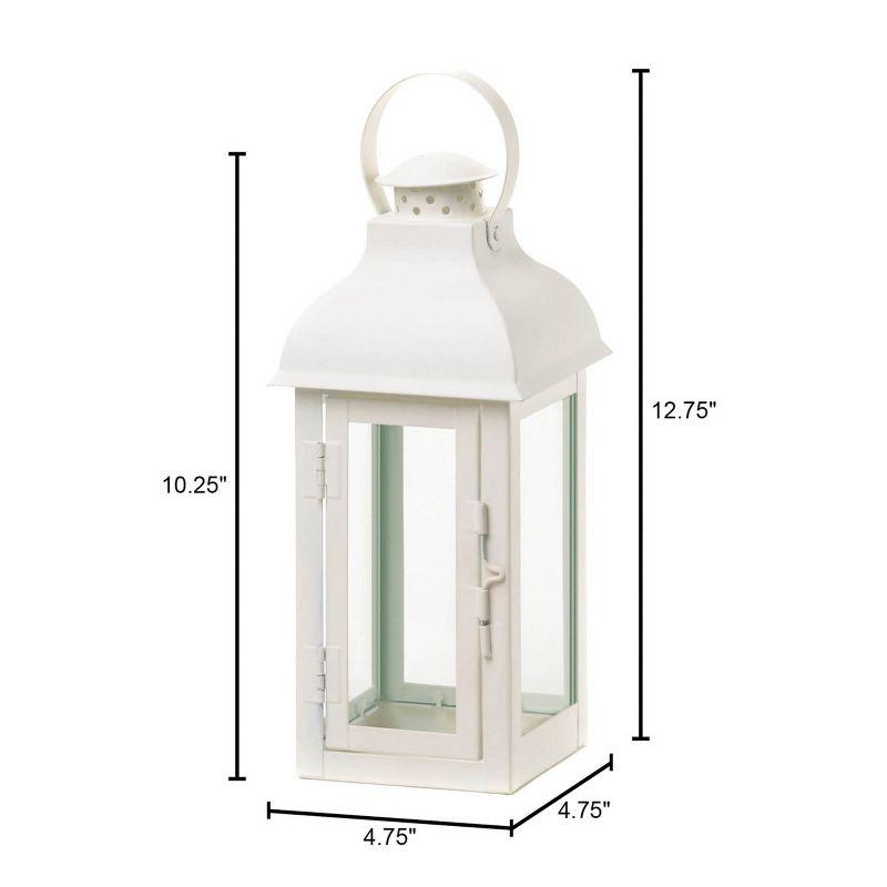 12.75" Iron Gable Outdoor Lantern White - Zingz & Thingz: Candle Spike, Indoor/Outdoor Use, Baked-On Paint Finish