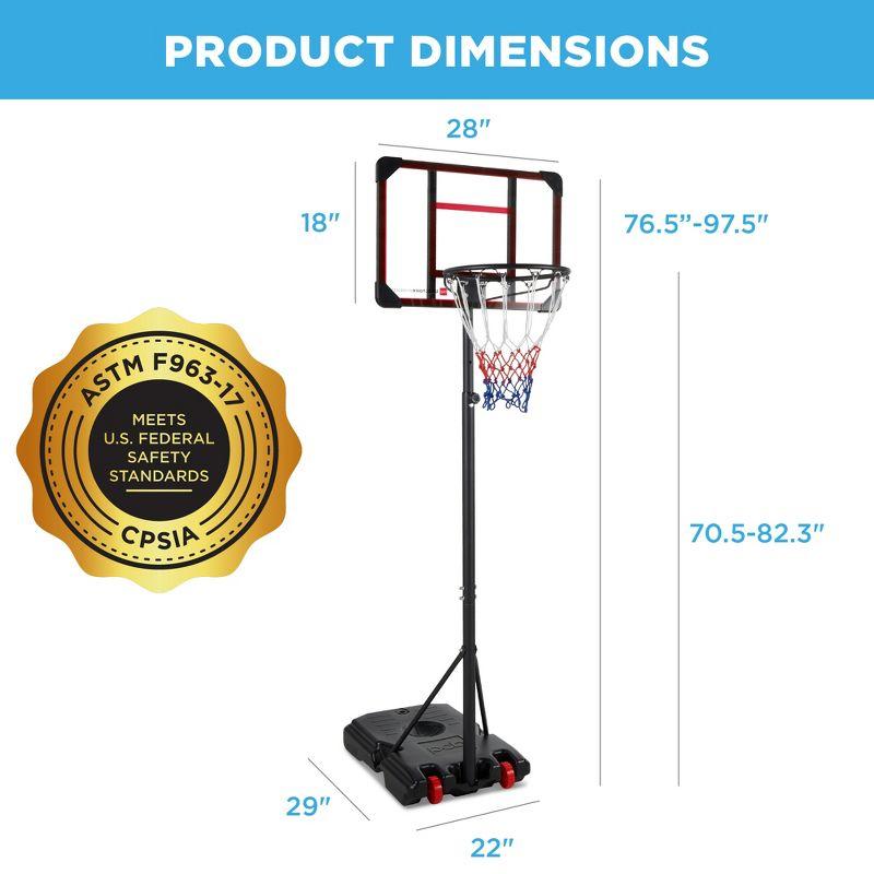 Adjustable Kids Portable Basketball Hoop with Clear Backboard and Wheels