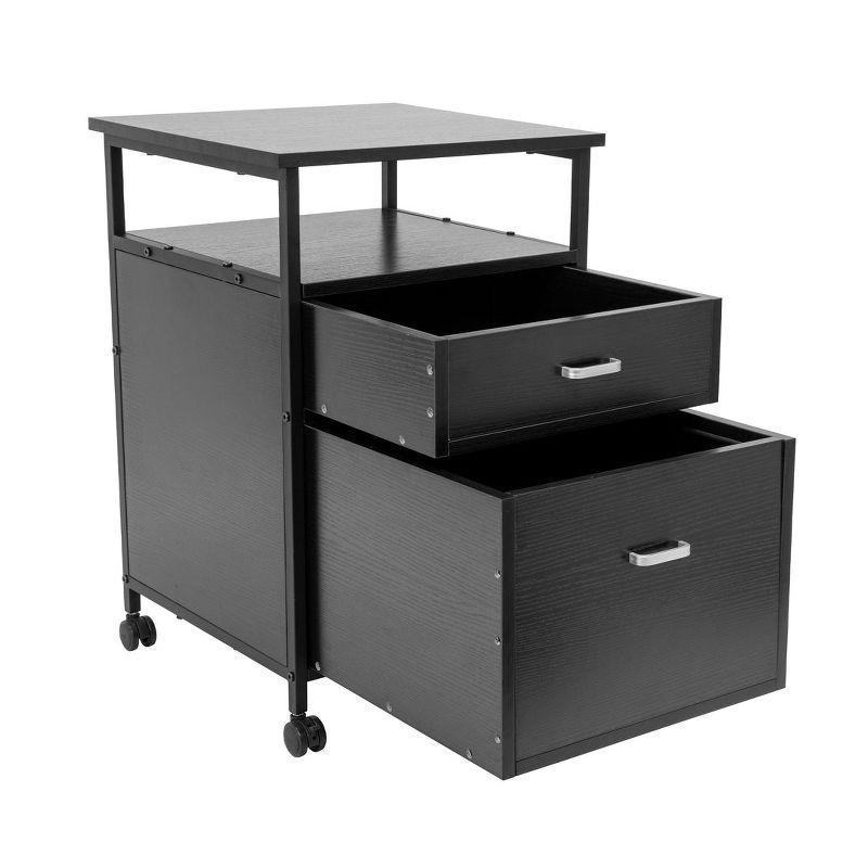 Mount-It! 2 Drawers Rolling File Cabinet, 4 Casters for Easy Mobility,  17.3" W x 16.5" D x 26.18" H, Black