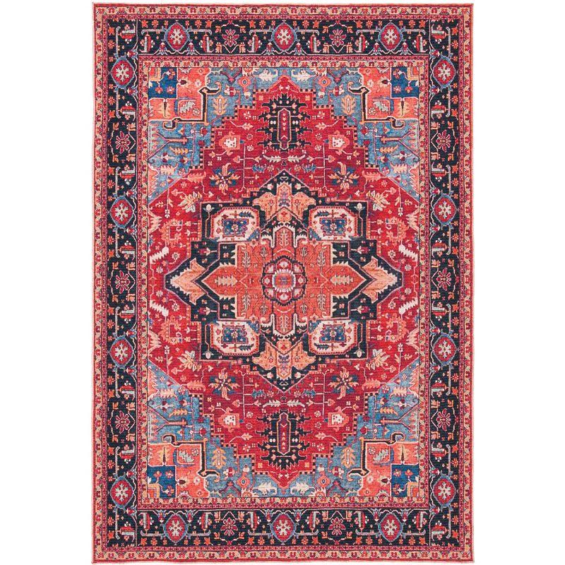 Red and Blue 9' x 12' Washable Viscose Chenille Rug