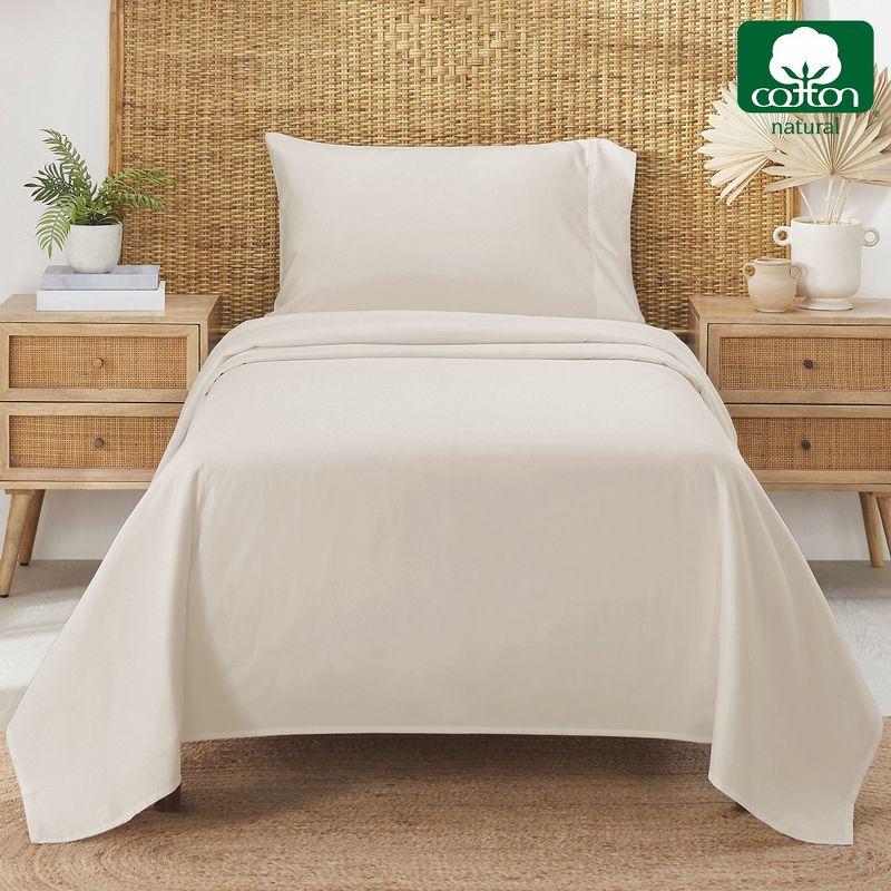 California King Natural Ivory Organic Cotton Percale Sheet Set