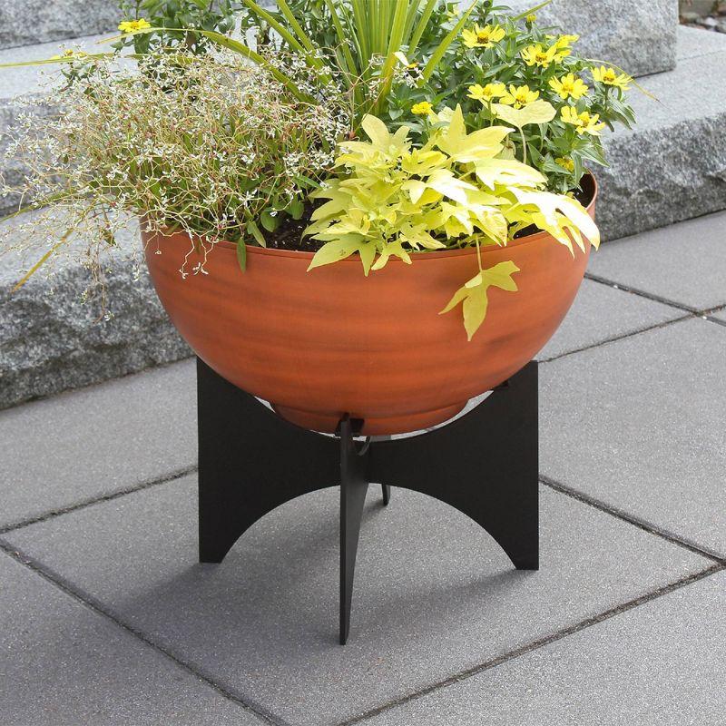 ACHLA Designs 20" Wide Galvanized Steel Planter Bowl with Black Wrought Iron Plant Stand Burnt Sienna: No Assembly, Powder-Coated Finish