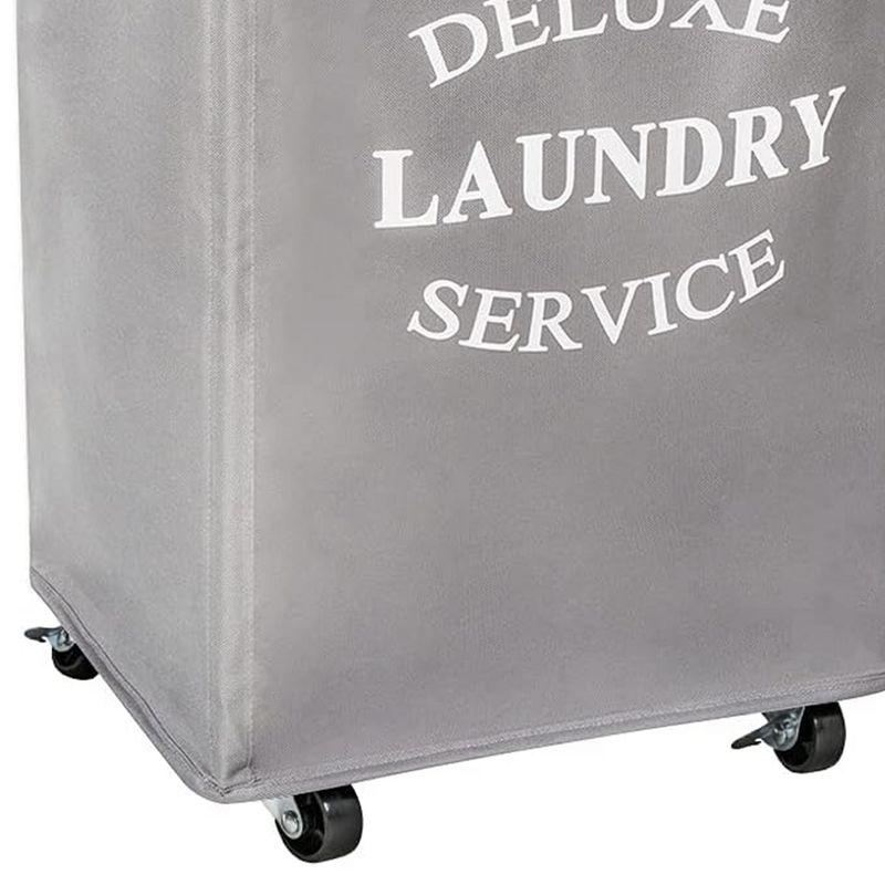 WOWLIVE Foldable Rectangular Deluxe Laundry Service Rolling Clothing Hamper Basket with Lockable Wheels for Laundry or Storage